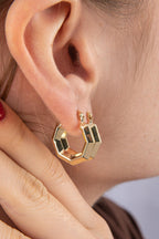 14ct Gold Hexagon Hoop Earrings