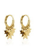 14ct Gold Hoop Dangle Star Earrings