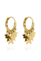 14ct Gold Hoop Dangle Star Earrings