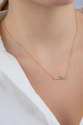 14ct Gold Horizontal Bar Evil Eye Necklace