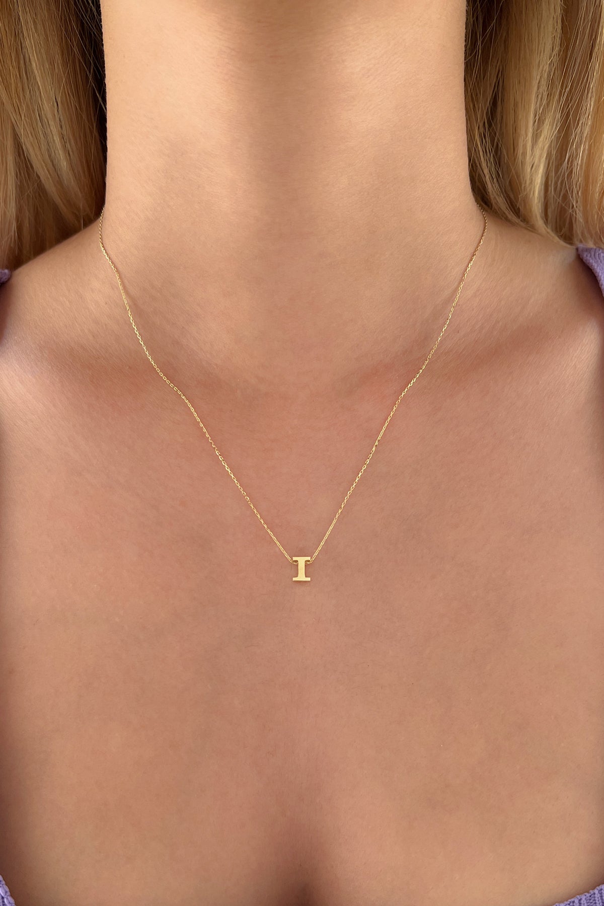 14ct Gold I Initial Necklace