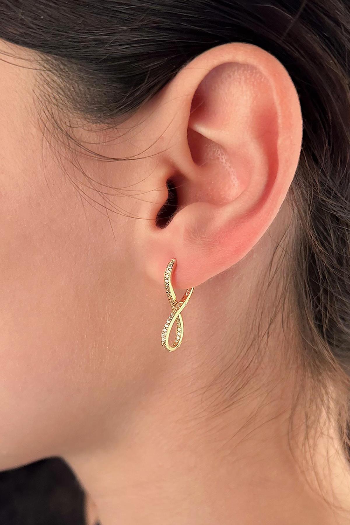 14K Gold infinity Huggie Earrings