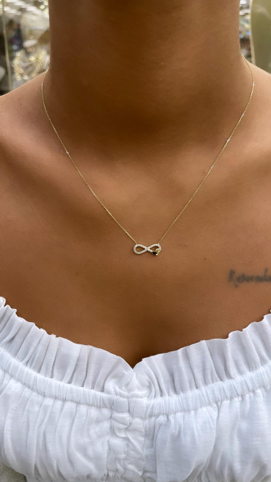14K Gold Infinity Small Heart Shape Necklace