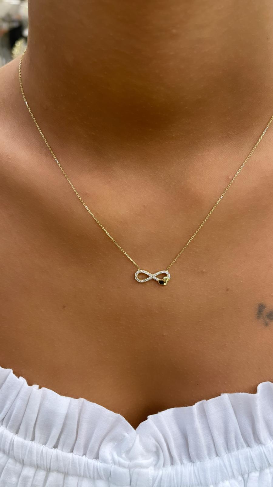 14K Gold Infinity Small Heart Shape Necklace