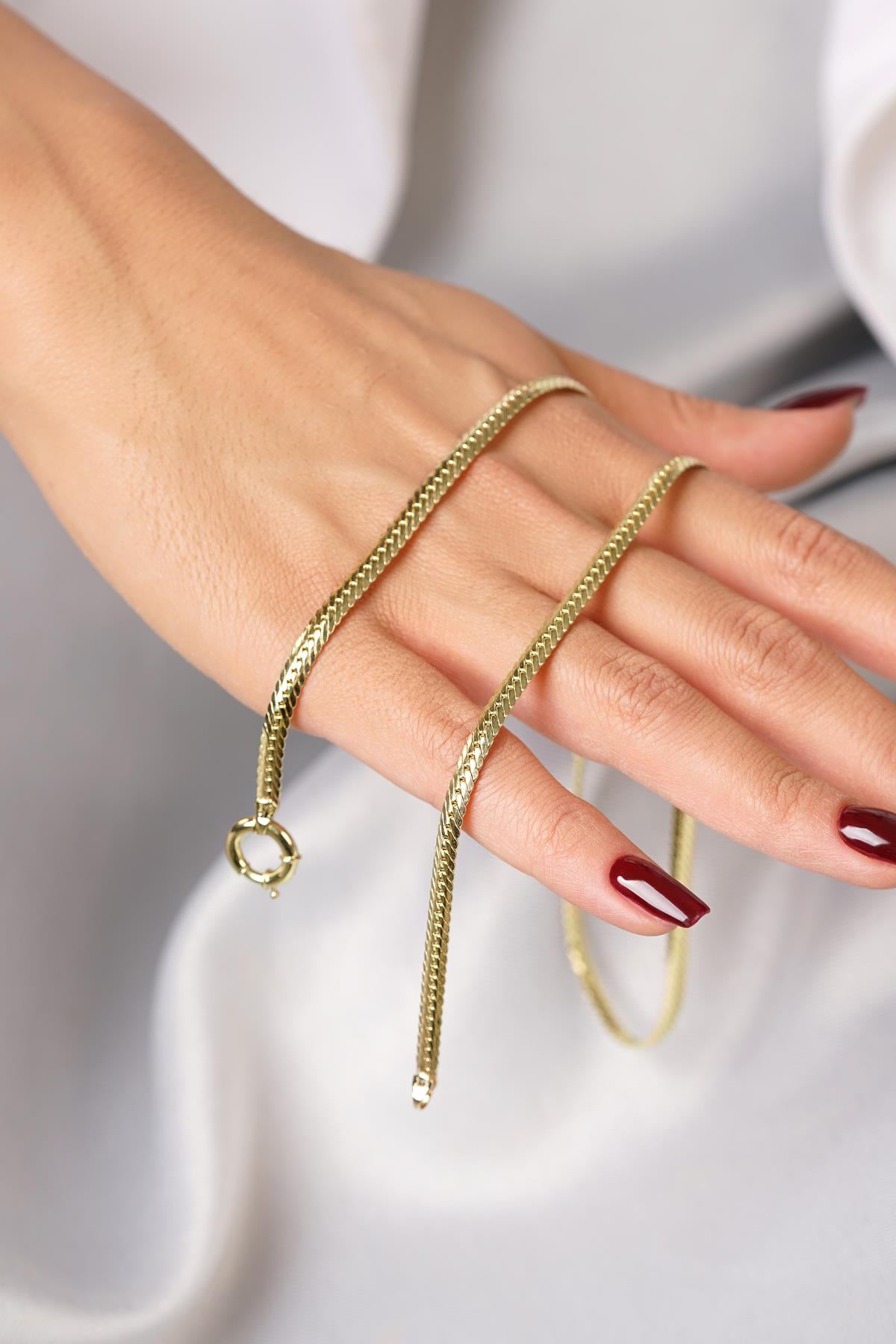 14ct Gold Italian Snake Back Chain  With Sailor Lock   0.157 inch