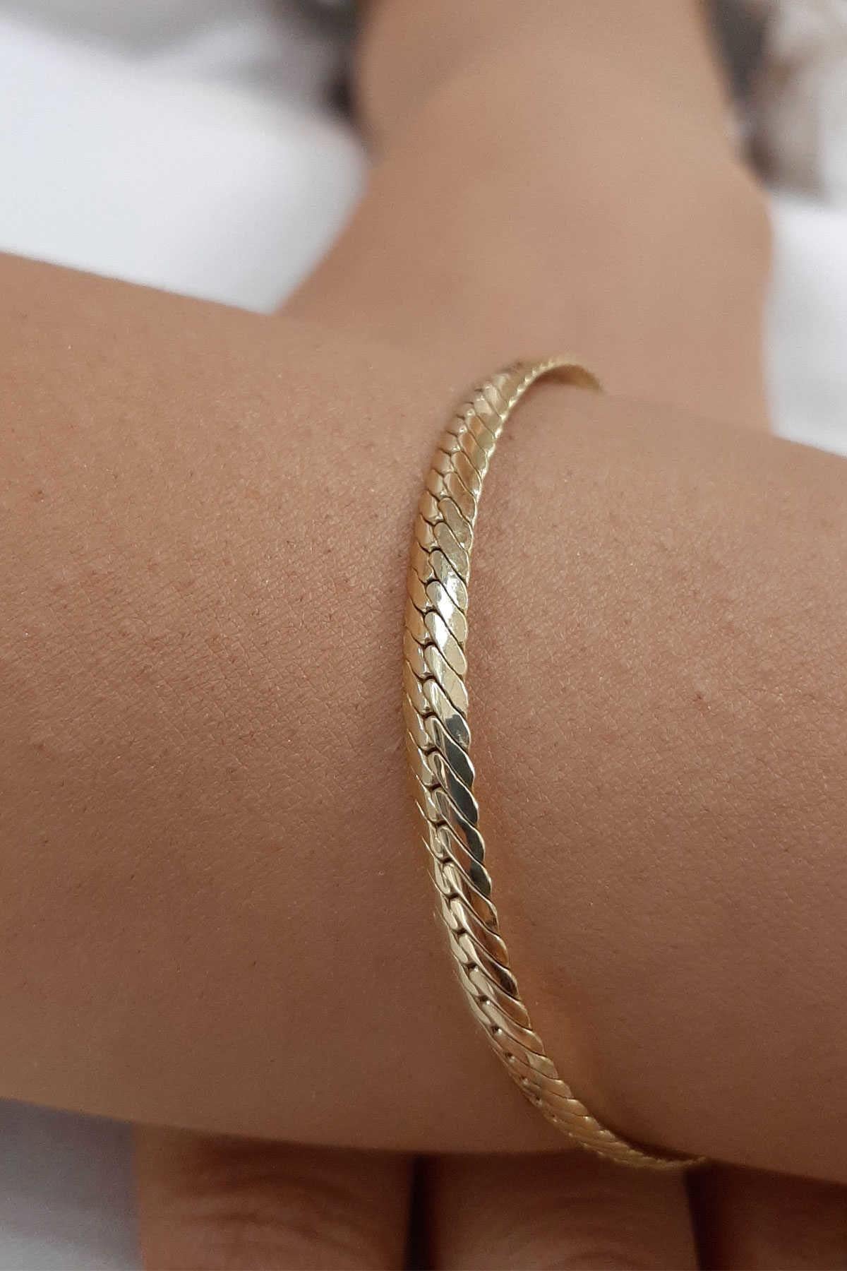 14ct Gold İtalian Snake Bracelet   0.147 inch