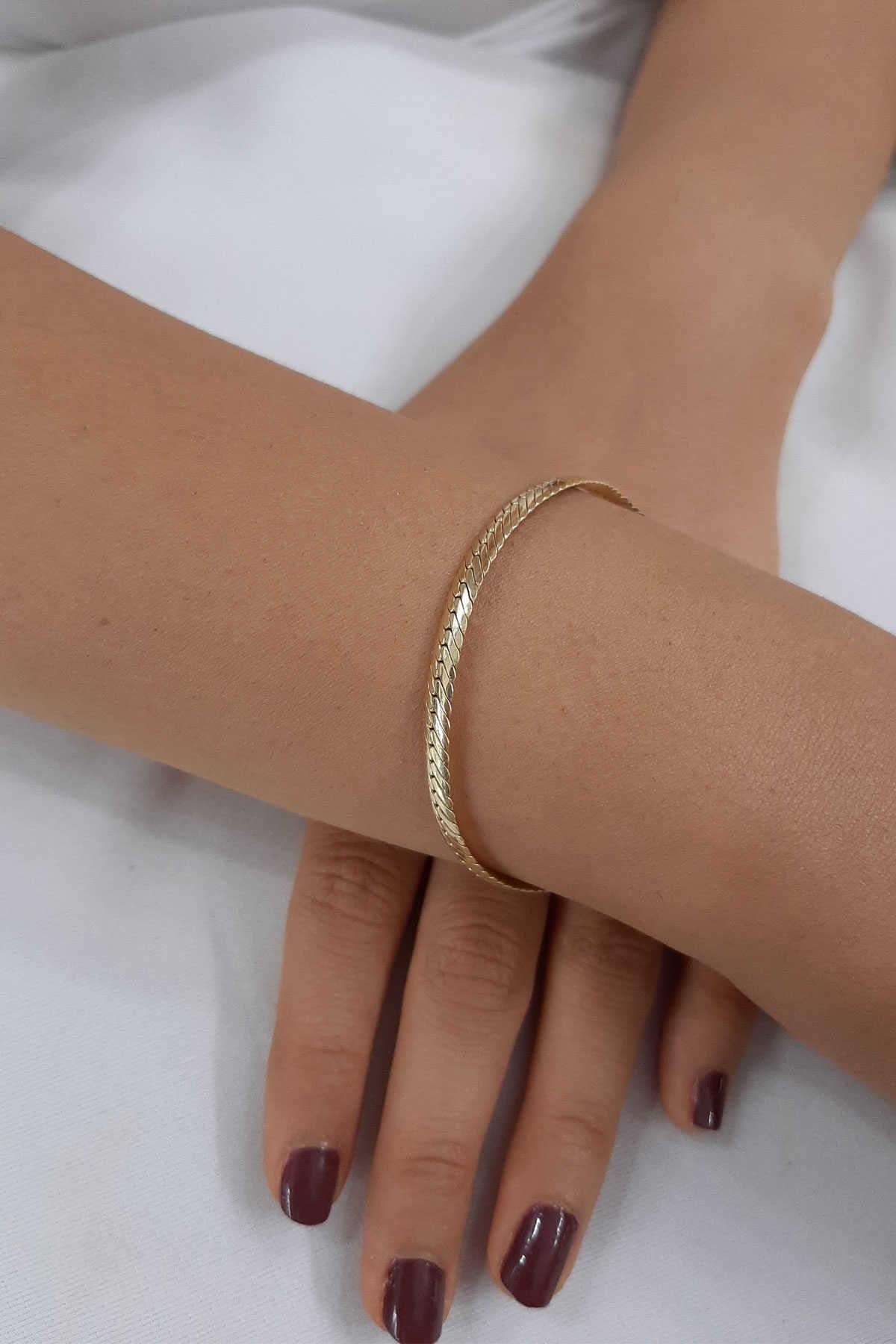14ct Gold İtalian Snake Bracelet   0.147 inch