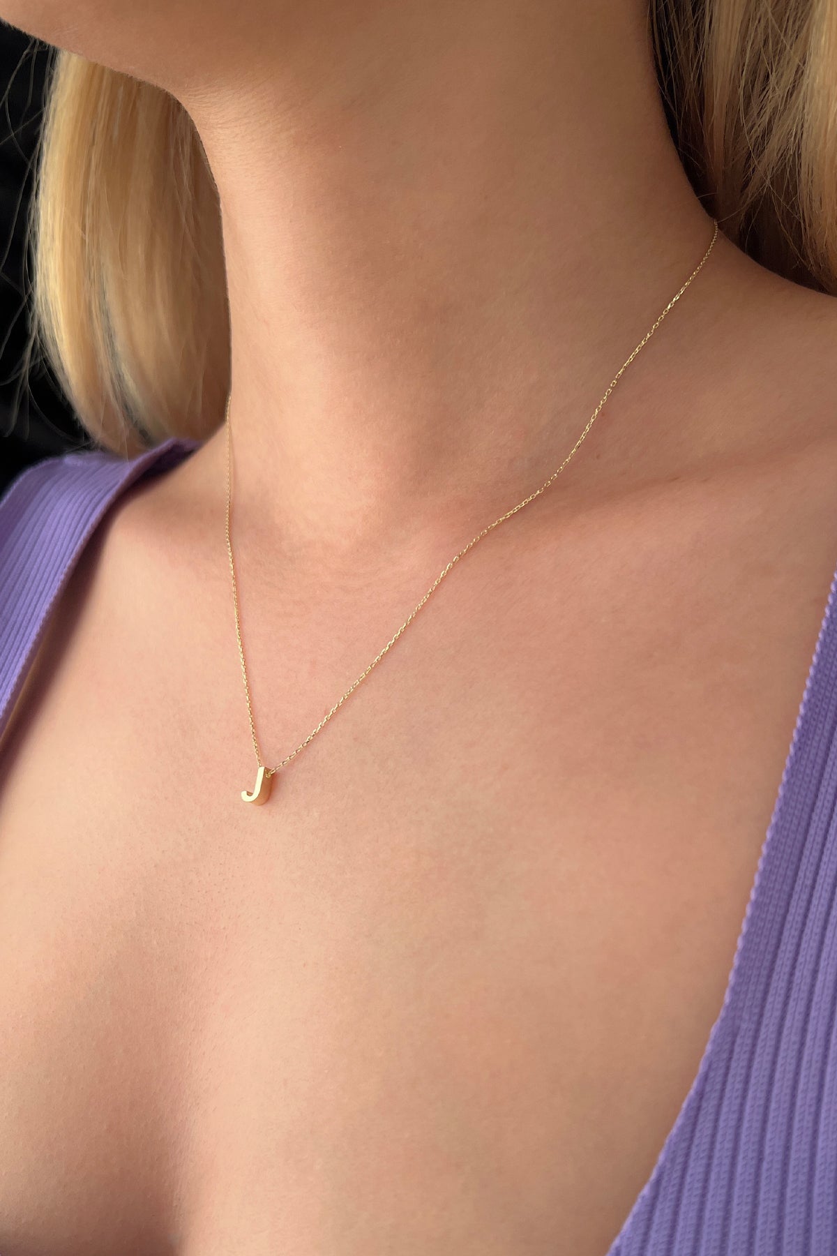 14ct Gold J Initial Necklace