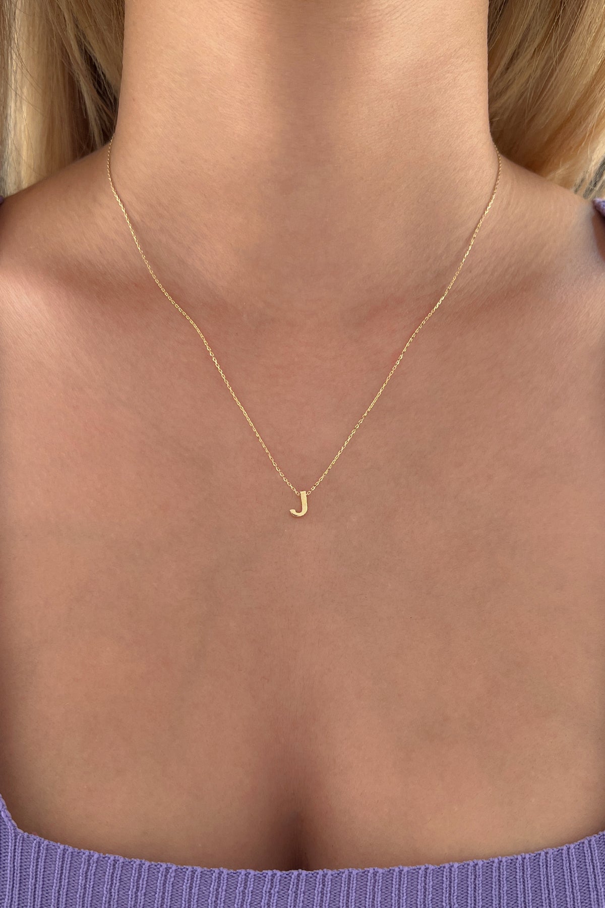 14ct Gold J Initial Necklace