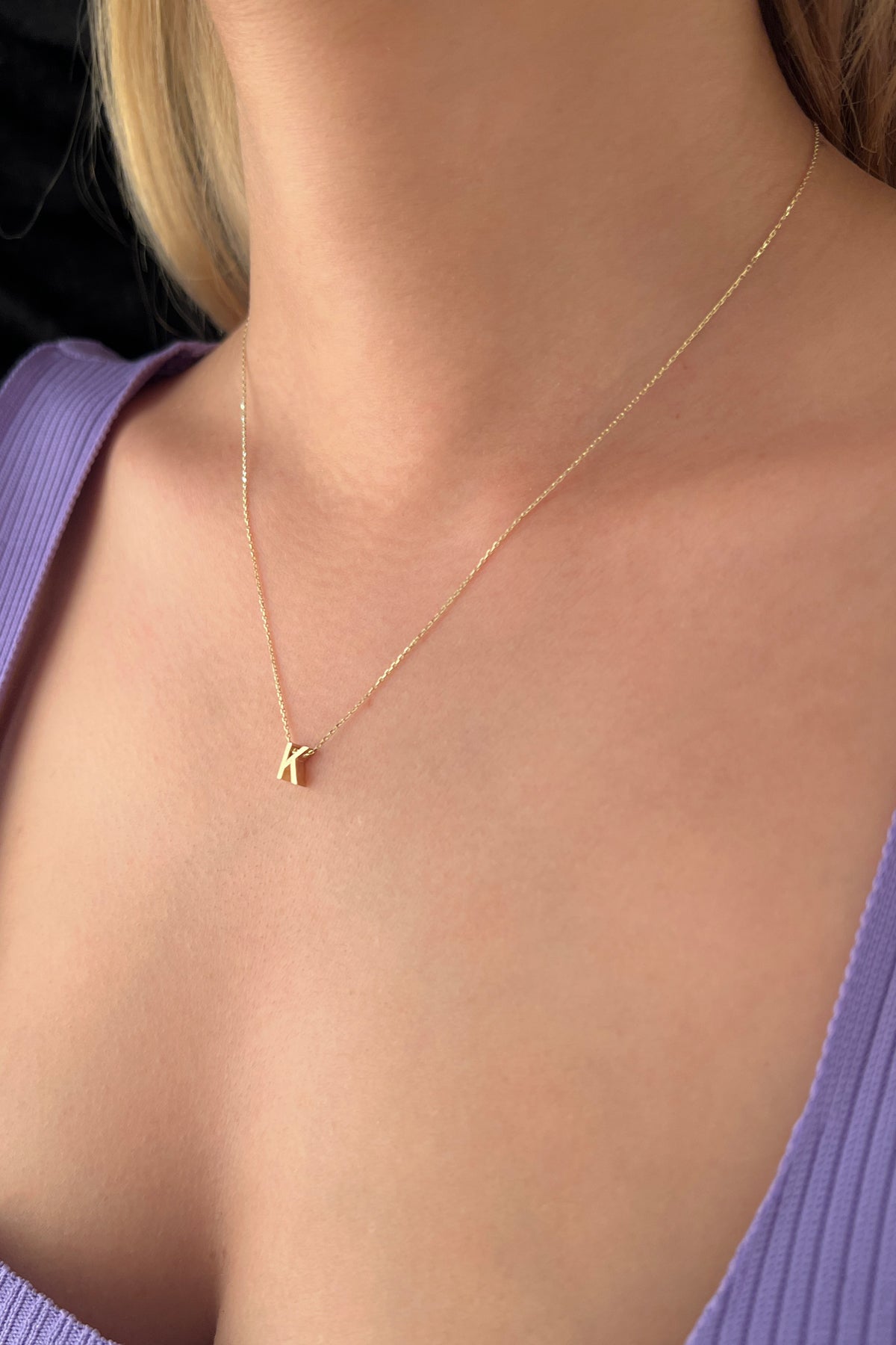14ct Gold K Initial Necklace