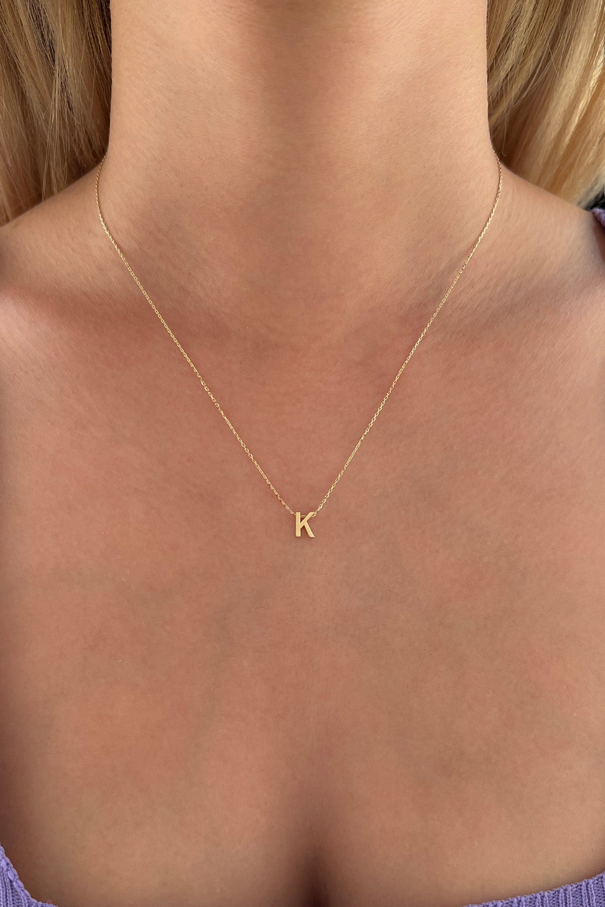 14ct Gold K Initial Necklace