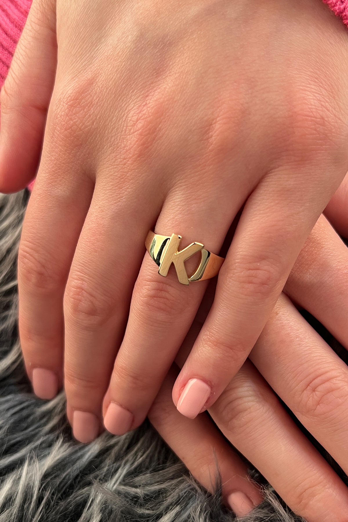 14ct Gold K Initial Ring