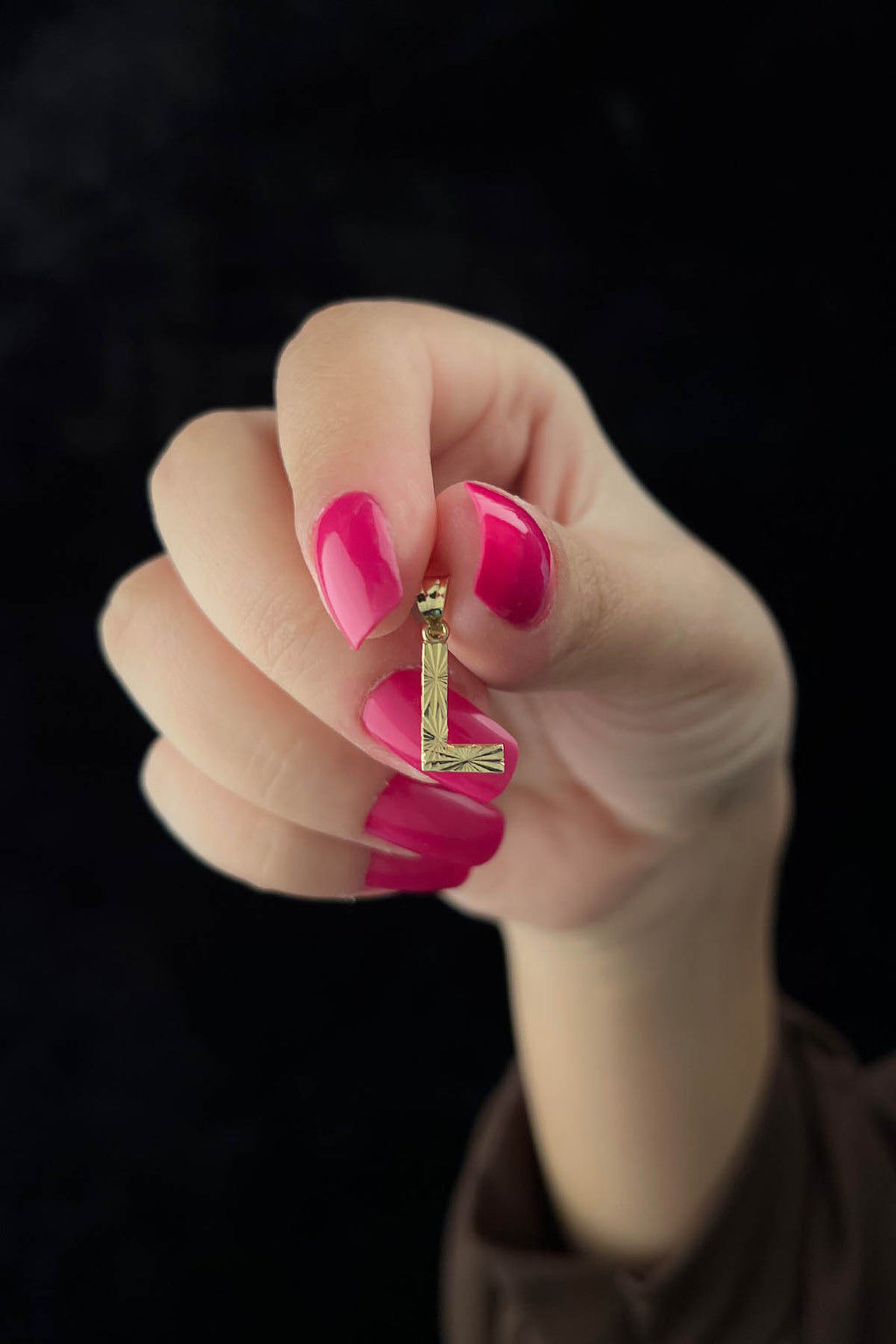 14ct Gold L Letter Mini Shine Pendant