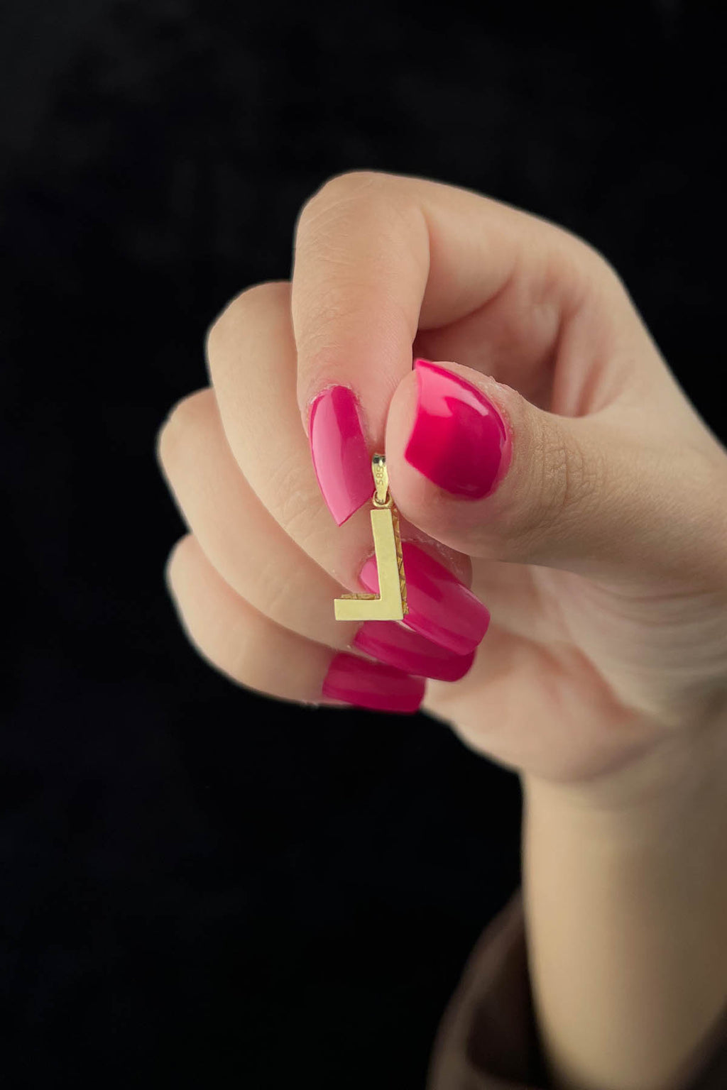 14ct Gold L Letter Mini Shine Pendant