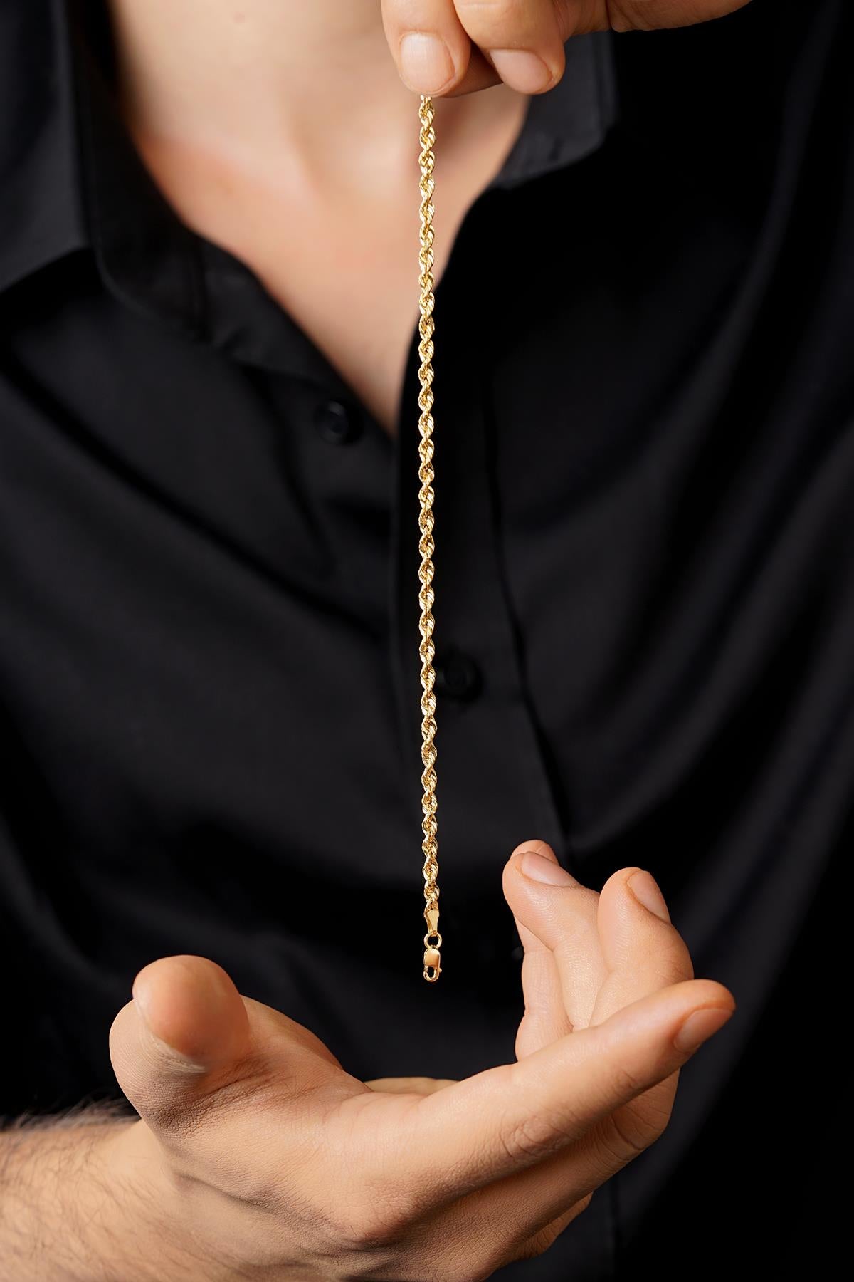 14ct Gold Light Rope Chain Bracelet   0.098 inch