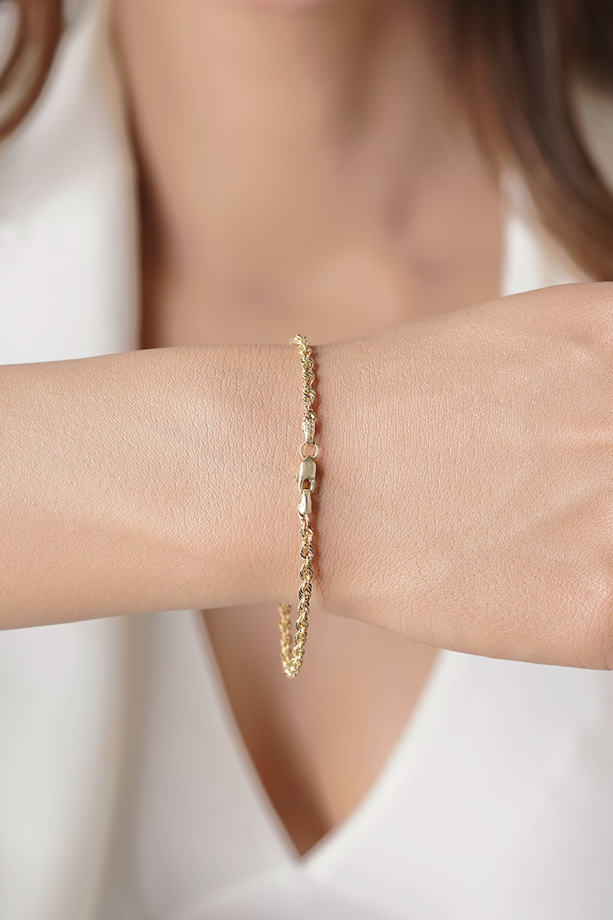 14K Gold Light Rope Chain Bracelet   0.098 inch