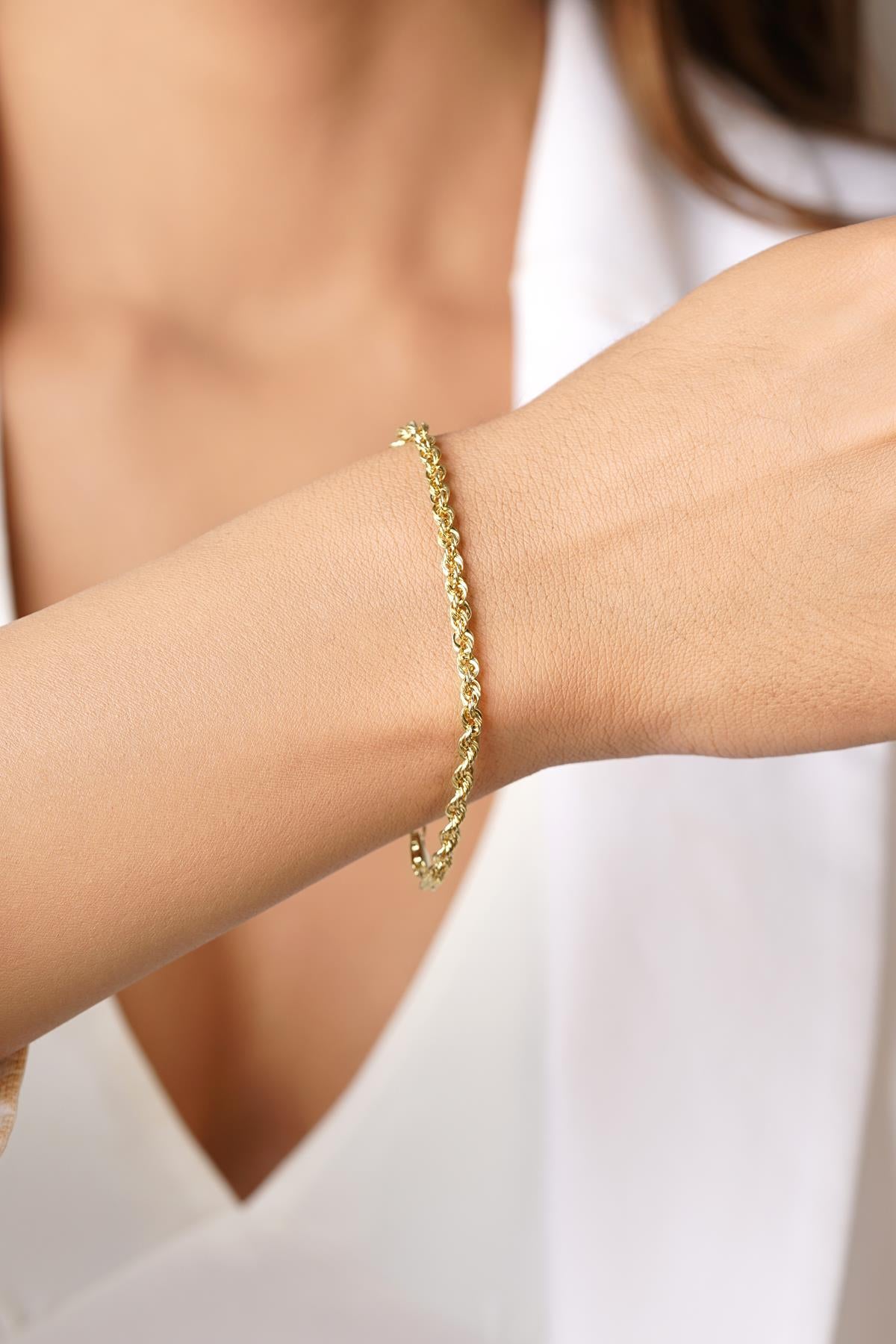 14ct Gold Light Rope Chain Bracelet   0.124 inch