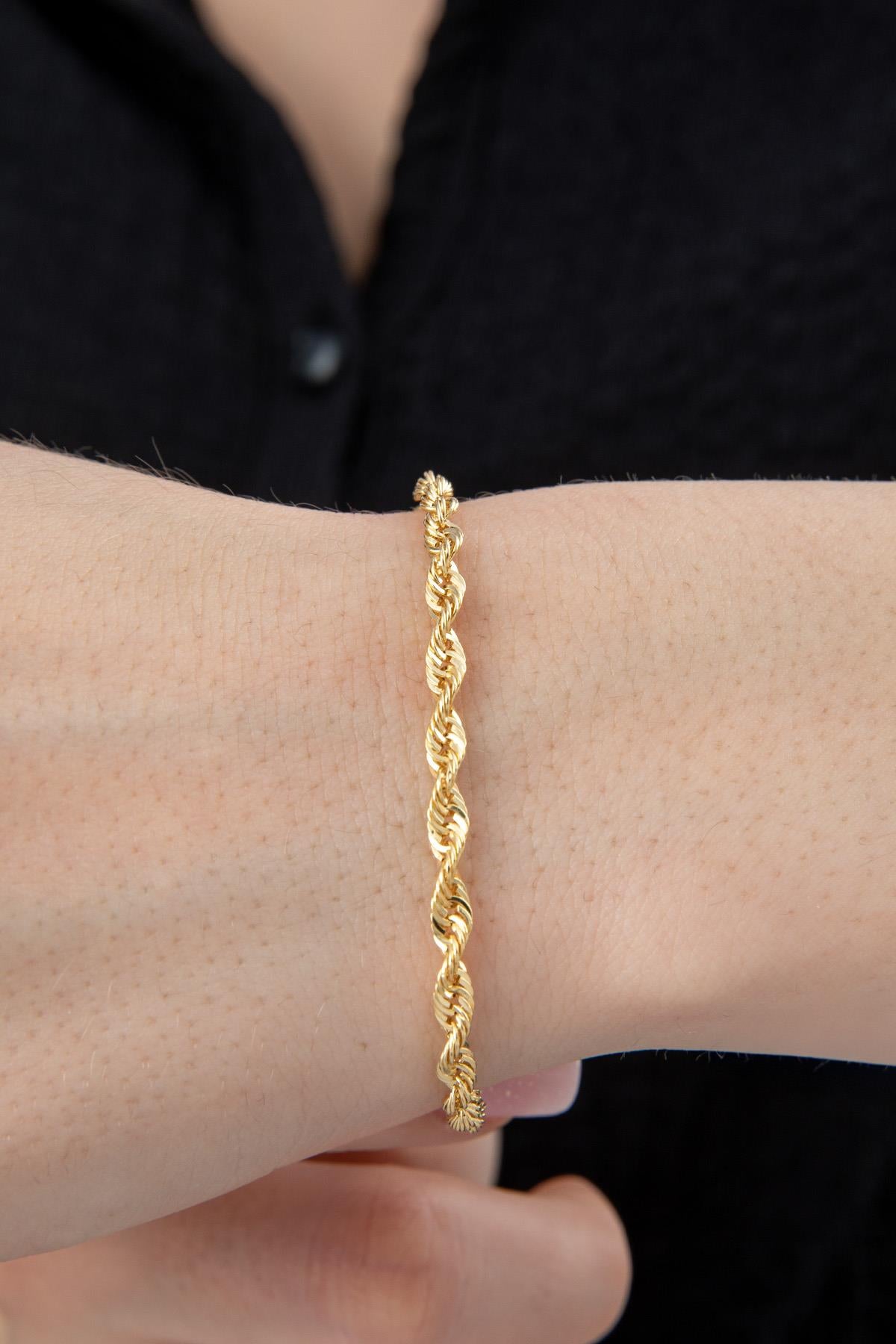 14K Gold Light Rope Chain Bracelet   0.124 inch