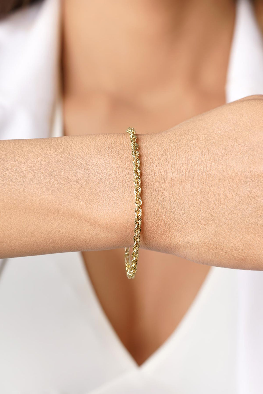 14ct Gold Light Rope Chain Bracelet   0.124 inch