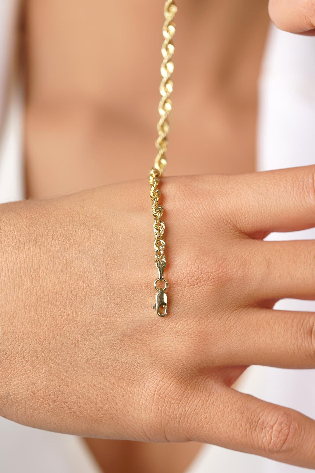 14ct Gold Light Rope Chain Bracelet   0.124 inch