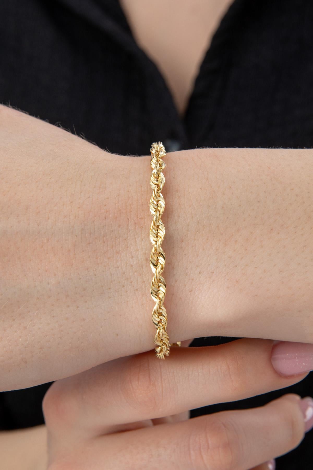 14ct Gold Light Rope Chain Bracelet   0.153 inch