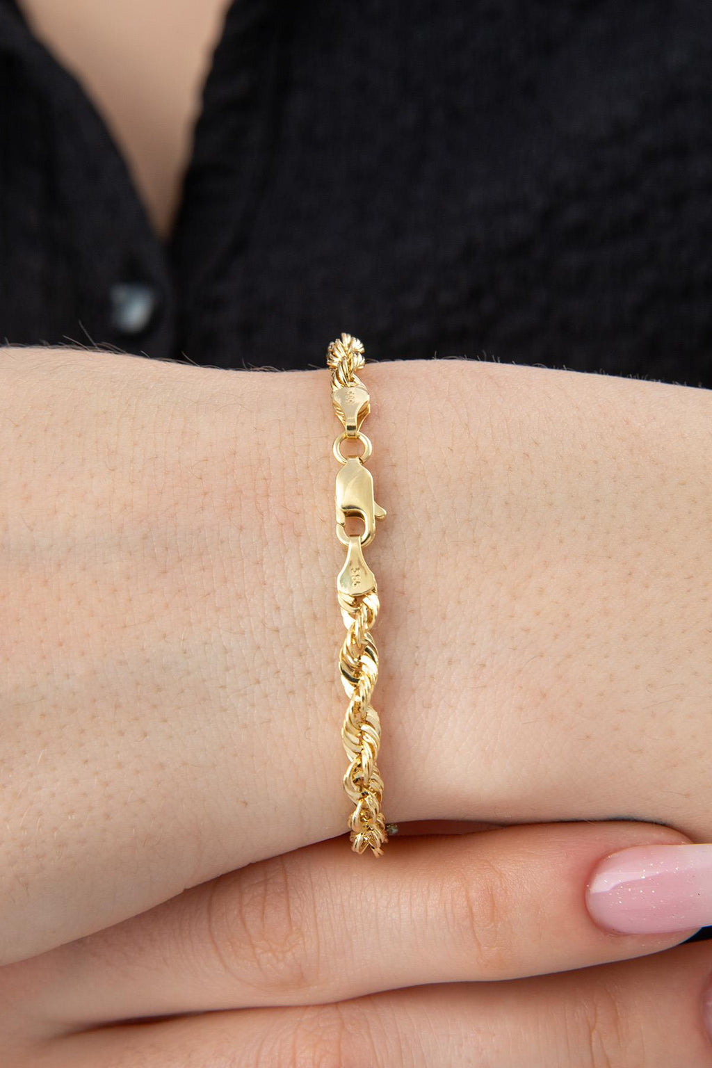 14ct Gold Light Rope Chain Bracelet   0.153 inch