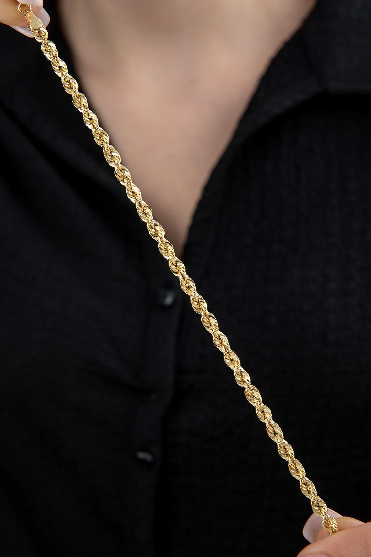14ct Gold Light Rope Chain Bracelet   0.153 inch