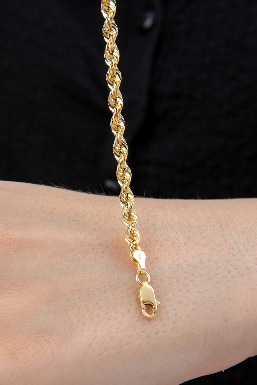 14ct Gold Light Rope Chain Bracelet   0.153 inch