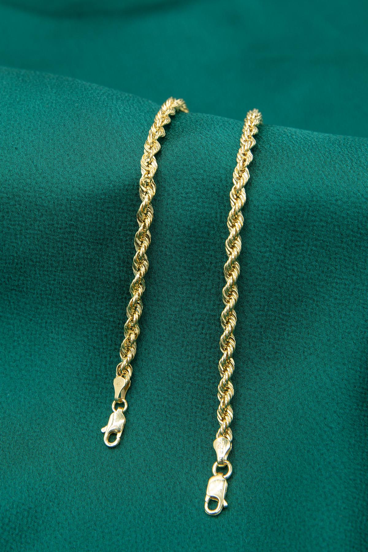 14ct Gold Light Rope Chain Bracelet   0.153 inch