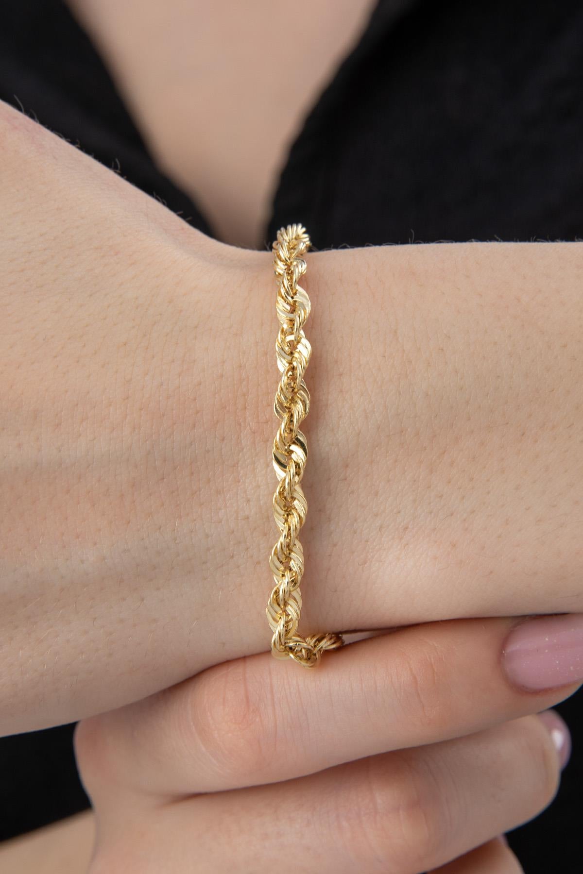 14ct Gold Light Rope Chain Bracelet   0.173 inch