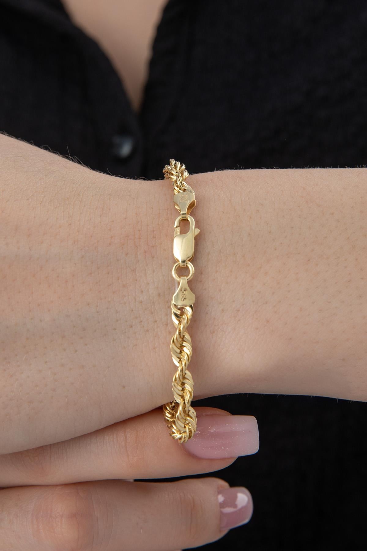 14ct Gold Light Rope Chain Bracelet   0.173 inch