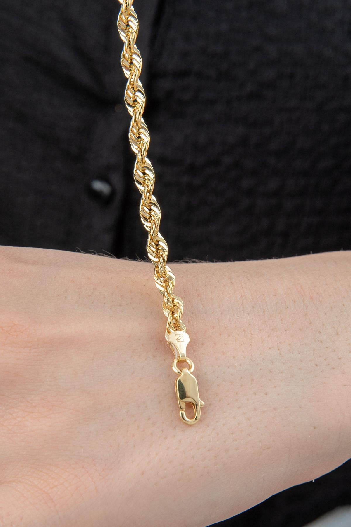 14K Gold Light Rope Chain Bracelet   0.173 inch