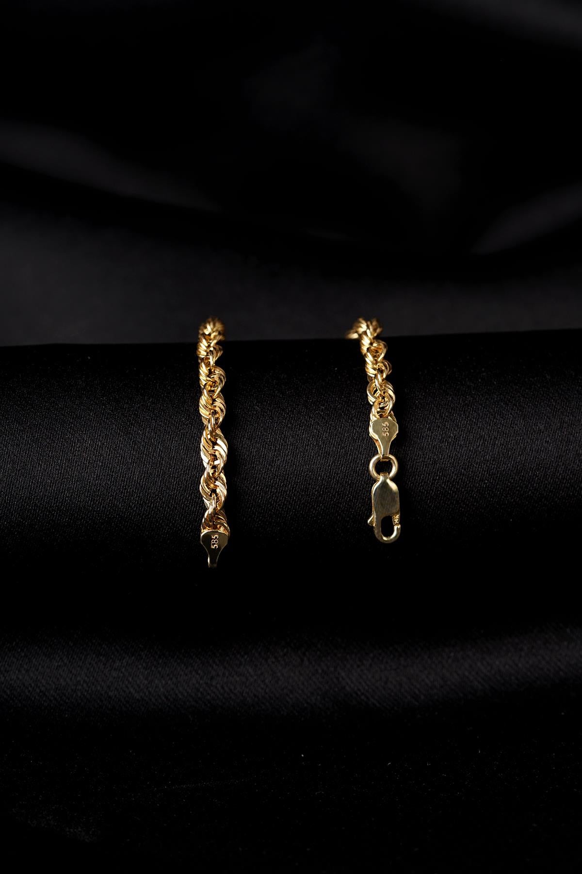 14ct Gold Light Rope Chain Bracelet   0.173 inch