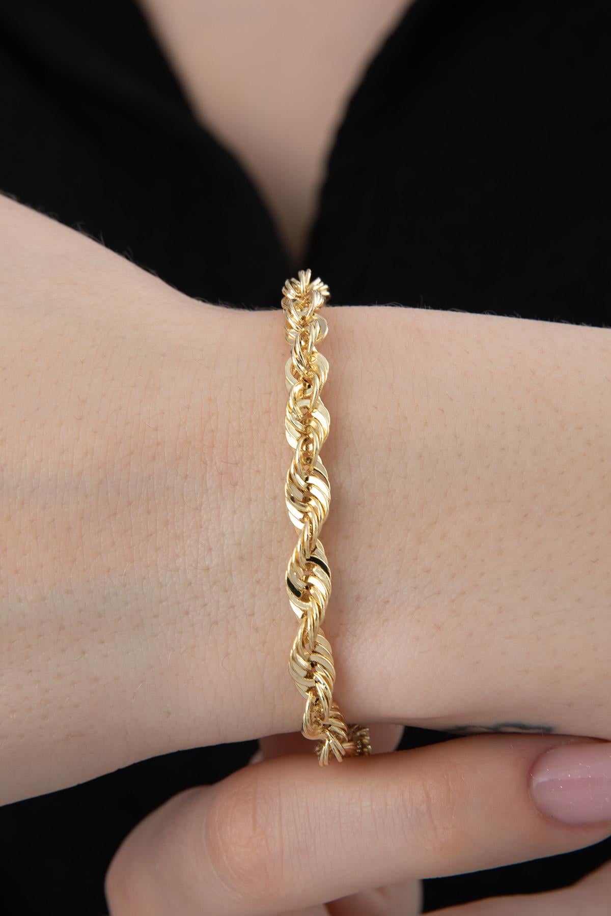 14ct Gold Light Rope Chain Bracelet   0.202 inch