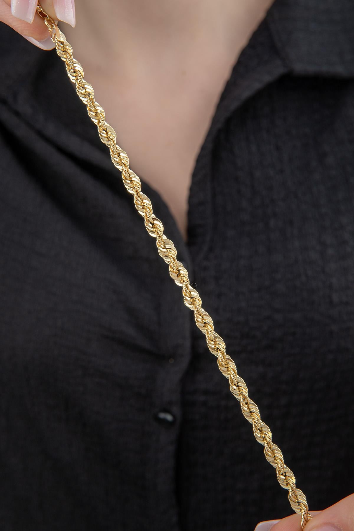 14ct Gold Light Rope Chain Bracelet   0.202 inch