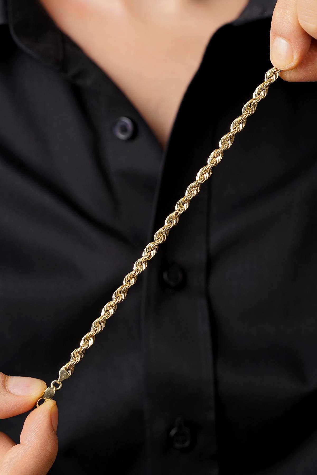 14ct Gold Light Rope Chain Bracelet   0.202 inch