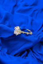 14ct Gold Lotus Rose Ring With Baguette Ring