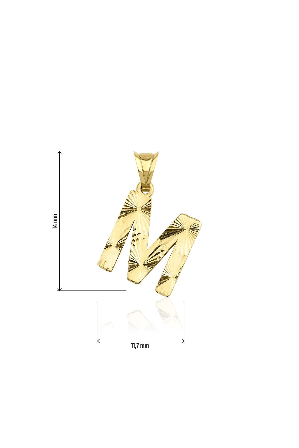 14ct Gold M Letter Mini Shine Pendant