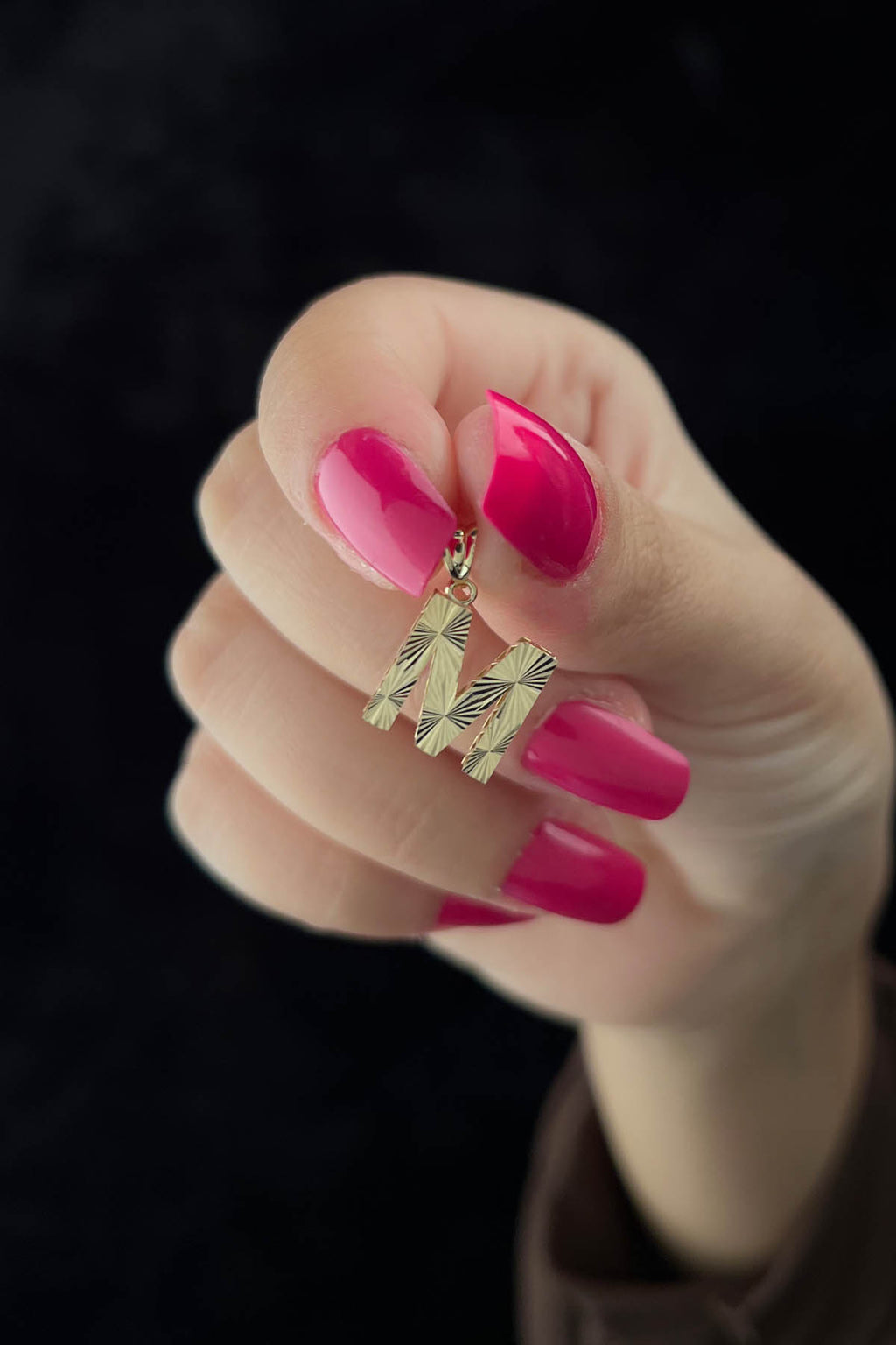 14ct Gold M Letter Mini Shine Pendant