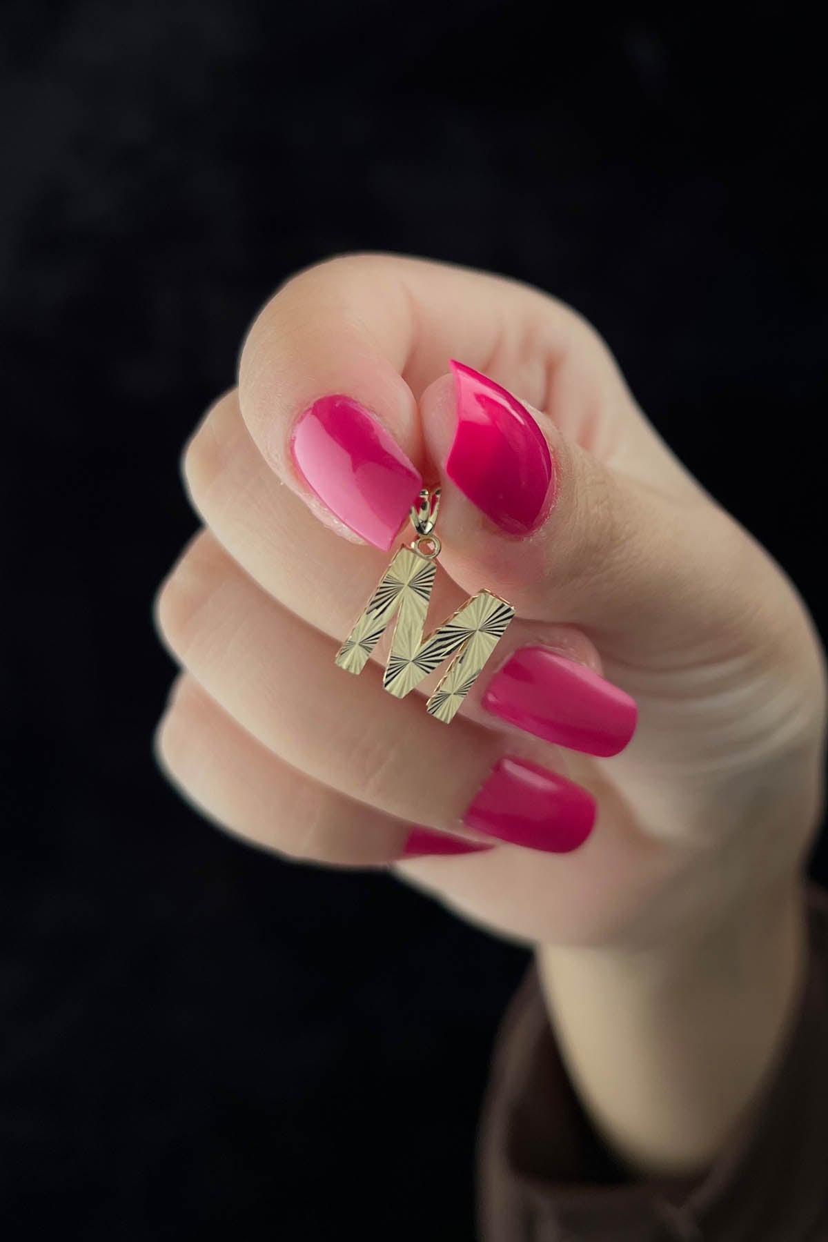 14ct Gold M Letter Mini Shine Pendant