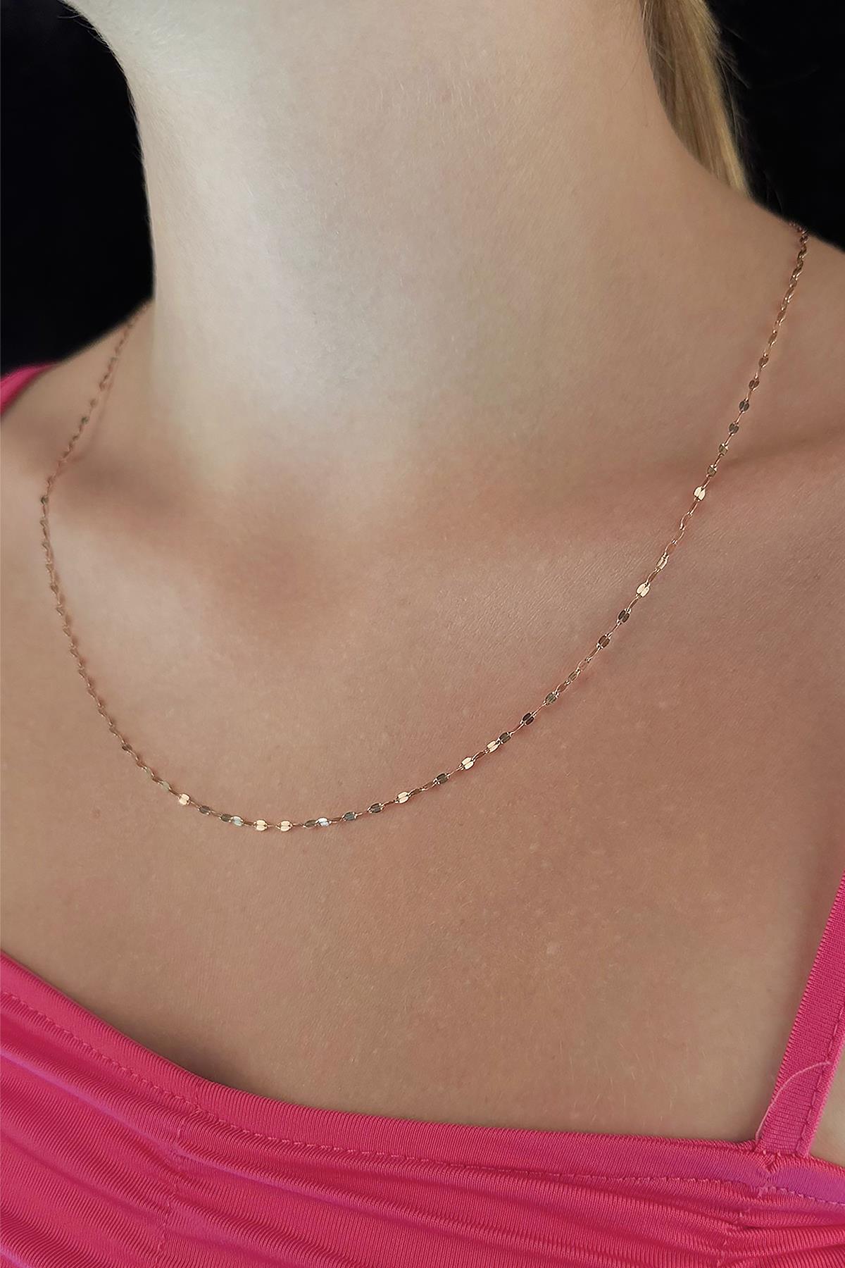 14ct Gold Medium Size Mirror Necklace  0.068 inch