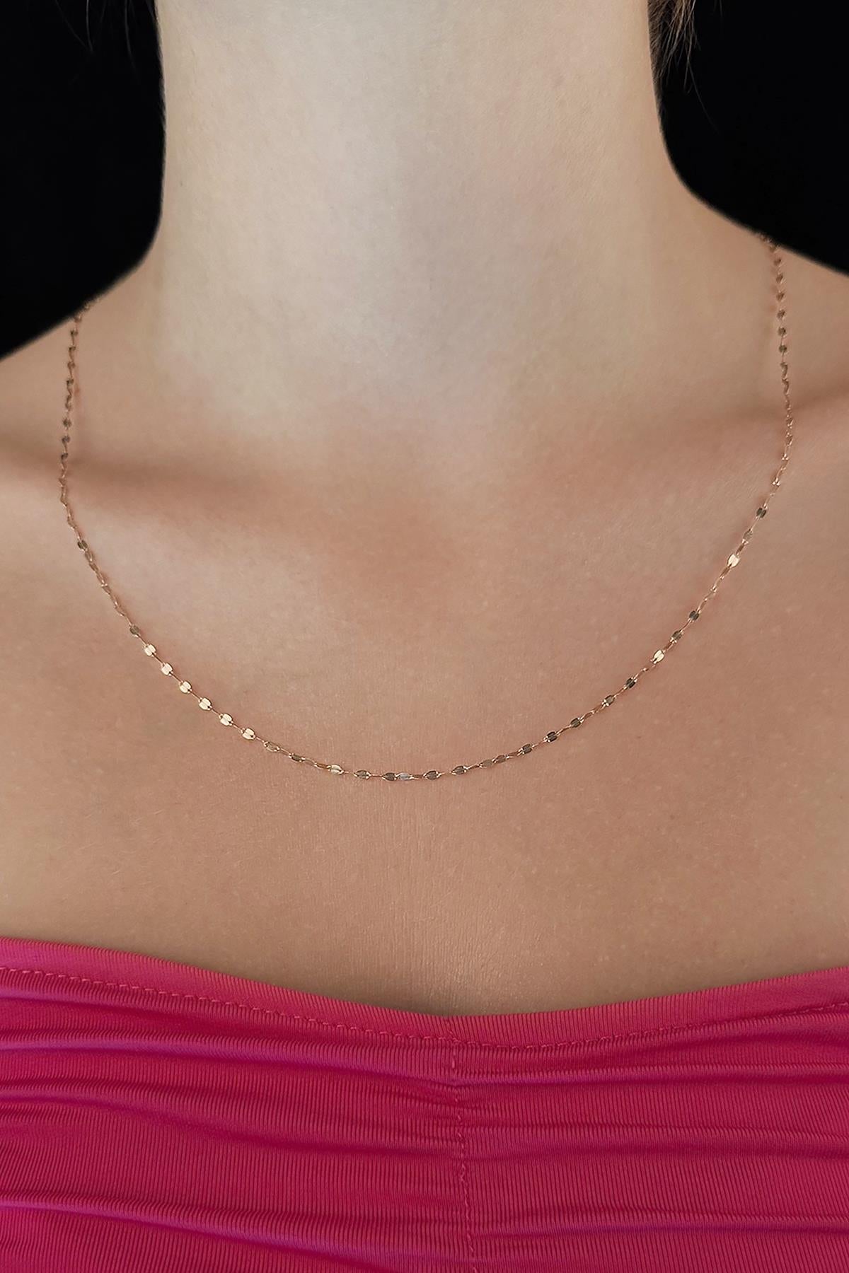 14ct Gold Medium Size Mirror Necklace  0.068 inch