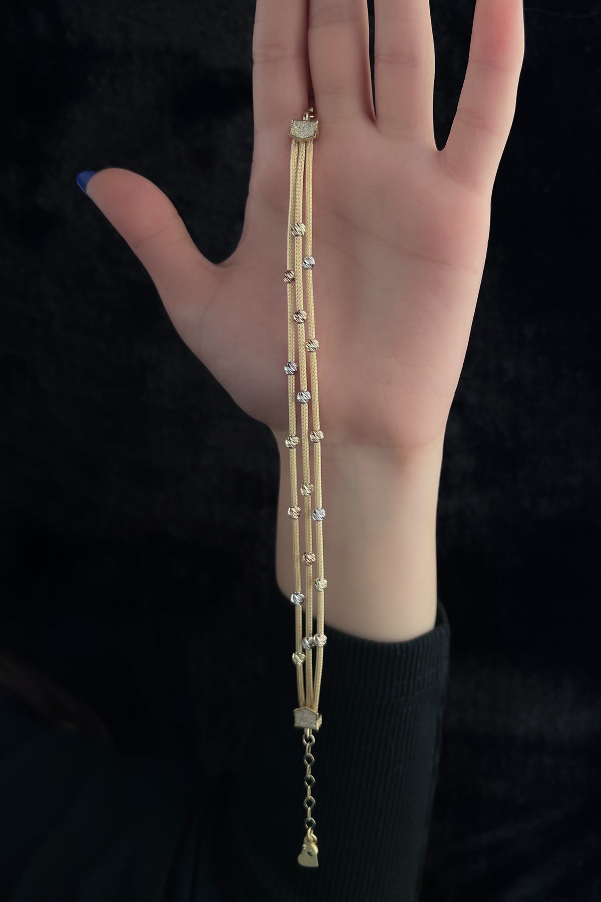 14K Gold Mesh Bracelet with Dorika Balls