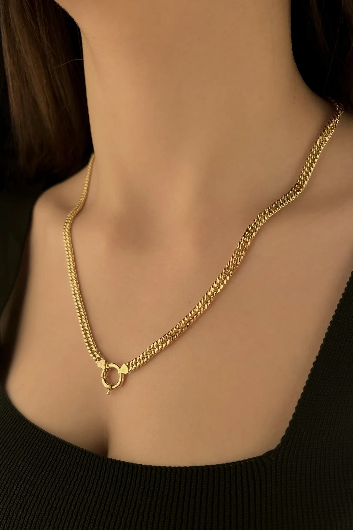 14ct Gold Miami Curb Link Chain With Sailor Lock   0.196 inch