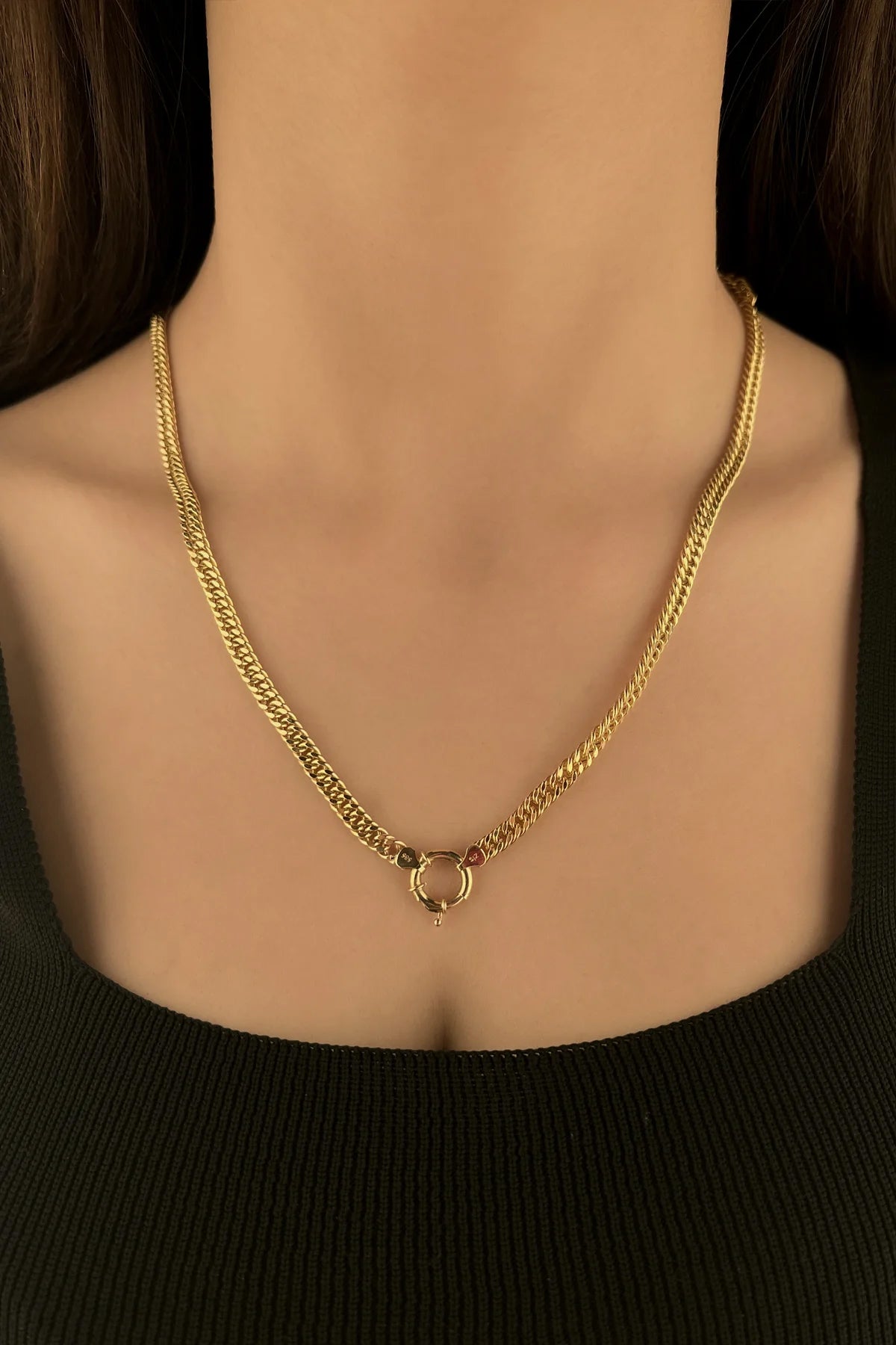 14ct Gold Miami Curb Link Chain With Sailor Lock   0.196 inch