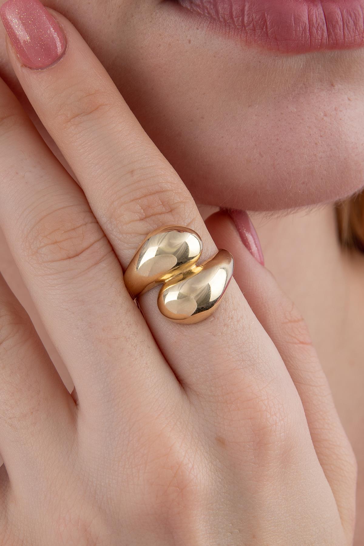 14ct Gold Minimalist Chunky Teardrop Spoon Ring