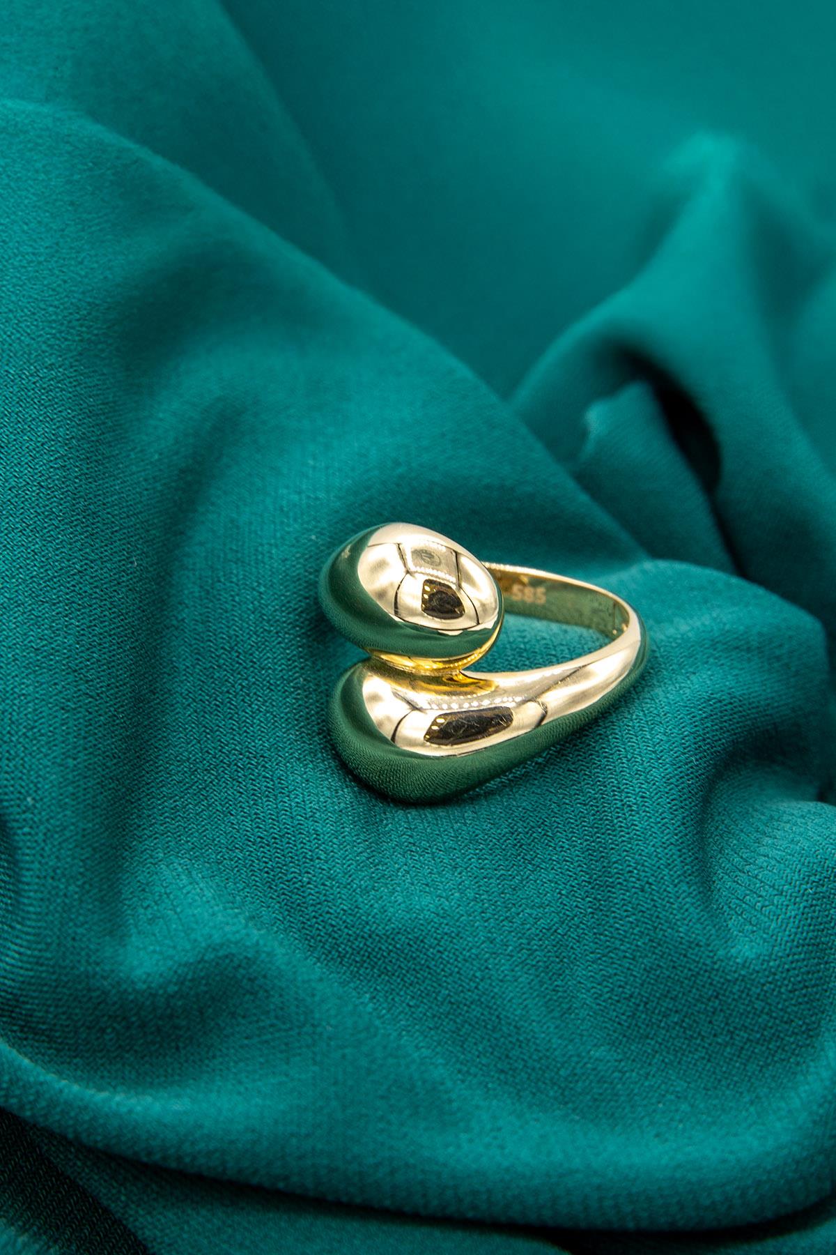 14ct Gold Minimalist Chunky Teardrop Spoon Ring