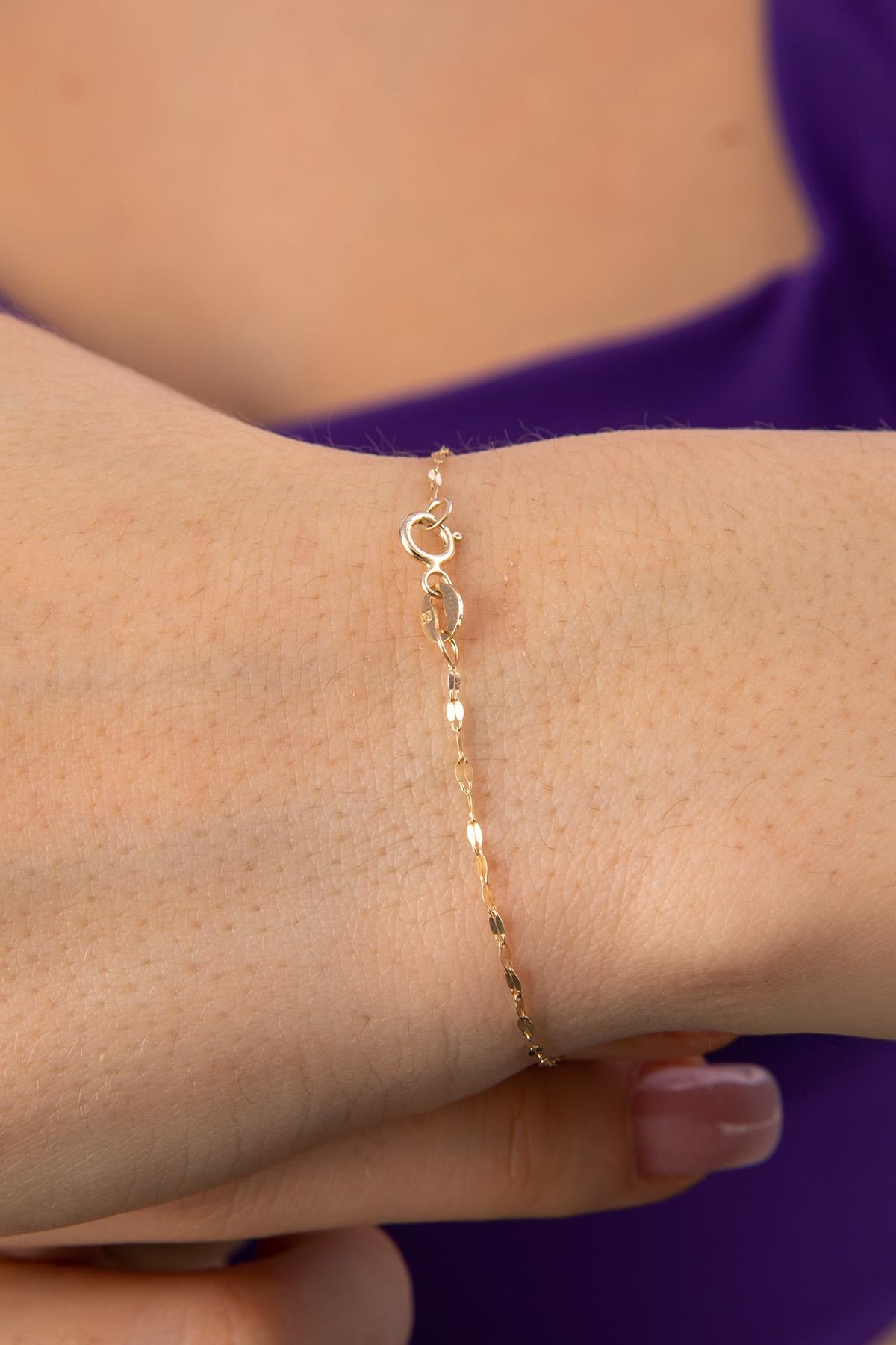 14K Gold Mirror Chain Bracelet