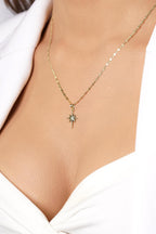 14ct Gold Mirror Link Mariner Chain North Star Necklace