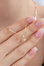 14ct Gold Mirror Link Mariner Chain Small Puff Heart Necklace